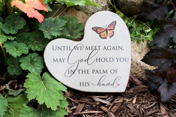 Heart Memorial Stone for Indoor or Outdoor Use. Concrete 7x8x1.5  Perfect for Funeral or Butterfly Memorial Garden. Ready to Ship.