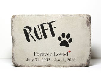 Pet Memorial Stone. 6x9 CUSTOM Burial Marker. Tumbled (Concrete) Paver Stone. Outdoor or Indoor Dog or Cat Memorial Stone. Pet Marker