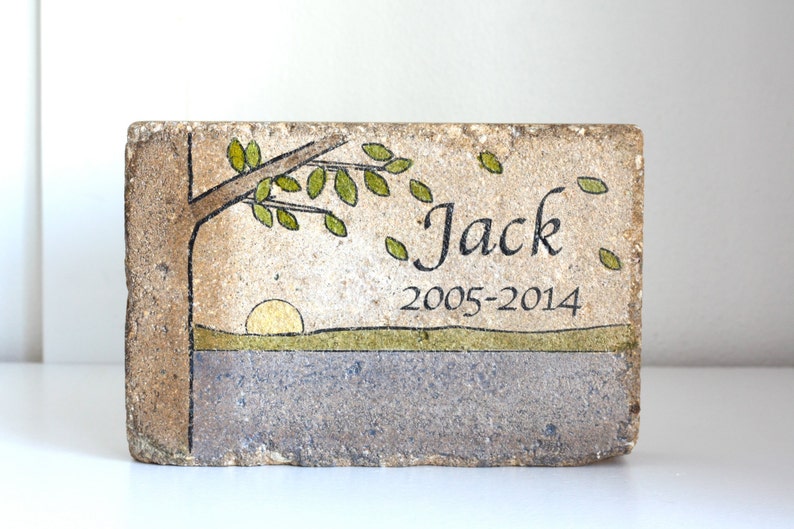 Memorial Stone. PERSONALIZED Memorial Gift. 6x9 Tumbled Concrete Paver. Remembrance Stone. In Loving Memory. Indoor/ Outdoor Memorial image 3