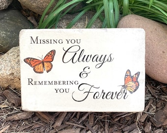 Ready To Ship Butterfly Memorial Stone. 6x9 Concrete Indoor or Outdoor Sympathy Gift. Ready to Ship or Personalized in 2-3 days