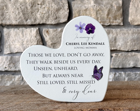 Heart Memorial Stone: Concrete Purple Flower Garden or Home. 8x8