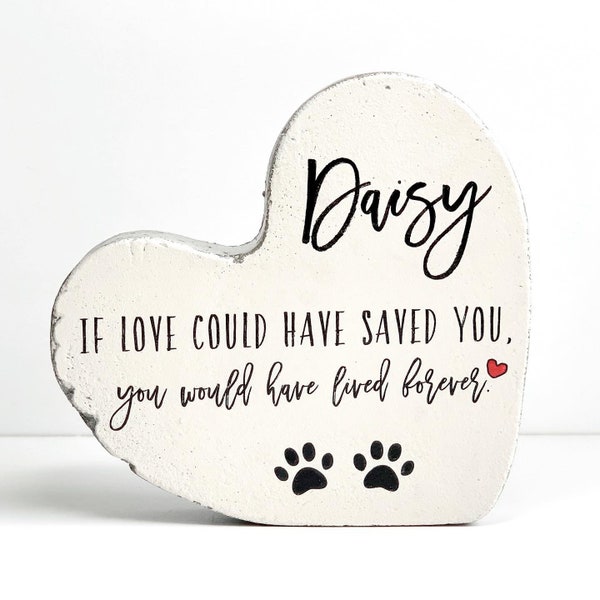 Personalized Pet Memorial Heart Stone. 8 inch Concrete Burial Marker for Indoor or Outdoor Use. Handcrafted Pet Memorial.