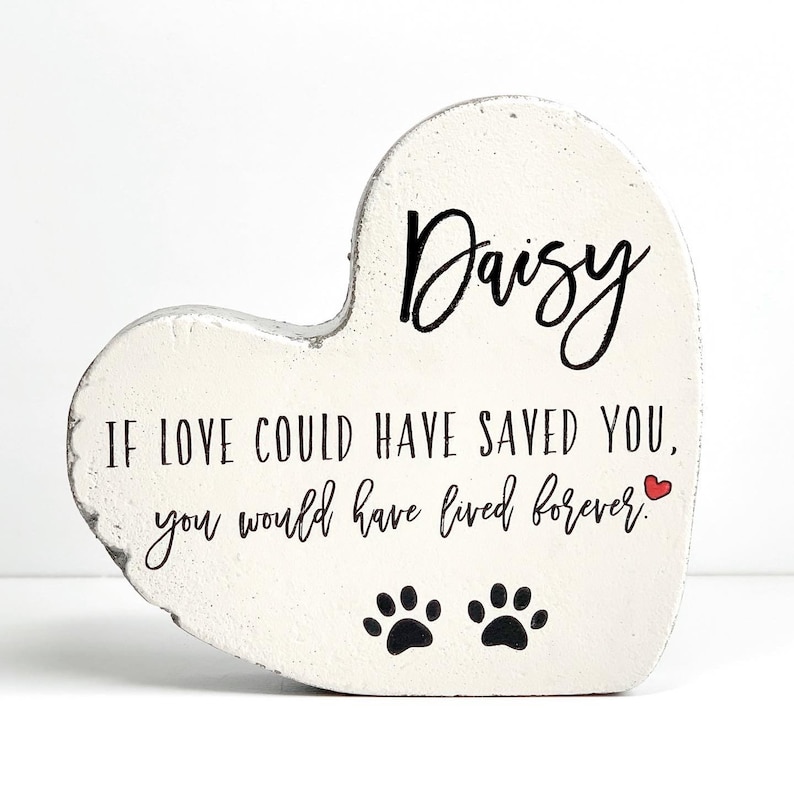 Personalized Pet Memorial Heart Stone. 8 Inch Concrete Burial Etsy