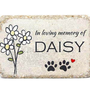 Lápida conmemorativa para mascotas. Lápida de entierro PERSONALIZADA de 6 x 9. Lápida de hormigón pulida. Lápida conmemorativa para perros o gatos para exteriores o interiores. Lápida conmemorativa para mascotas
