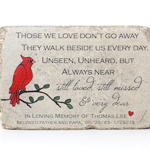 6x9 Memorial Stone with Cardinal. PERSONALIZED Memorial Gift for Home or Garden. Concrete Remembrance Sympathy Gift. Free US Shipping