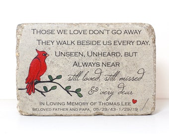 6x9 Memorial Stone with Cardinal. PERSONALIZED Memorial Gift for Home or Garden. Concrete Remembrance Sympathy Gift. Free US Shipping