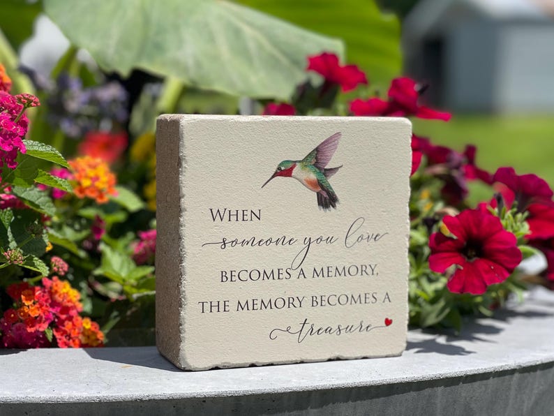 Hummingbird Memorial Stone, Handcrafted Concrete Sympathy Gift - Etsy