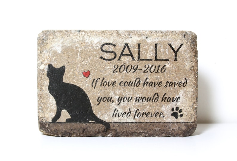 PERSONALIZED CAT Memorial Stone. 6x9 Burial Marker. Tumbled Etsy