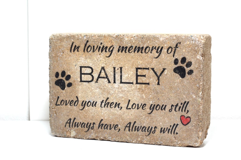 Pet Memorial Stone. 6x9 CUSTOM Burial Marker. Tumbled Concrete Paver Stone. Outdoor or Indoor Dog or Cat Memorial Stone. Pet Marker image 3