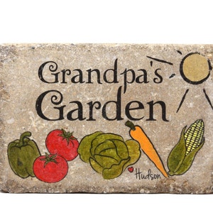 Grandpa Garden Stone with names. 6x9 Personalized GARDEN Stone. Rustic tumbled concrete paver. Fathers Day. Grandpa Gift. Garden Decor