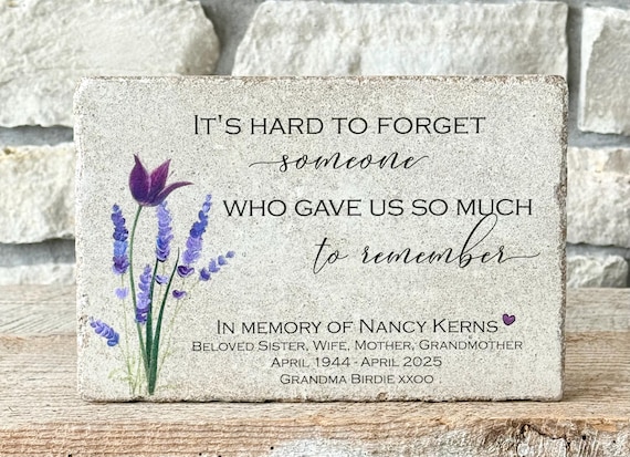 Personalized Memorial Stone. 6x9 or 9x12 Tumbled Concrete Paver. Remembrance Stone for Memorial Garden. Outdoor Indoor Use. Free US Shipping