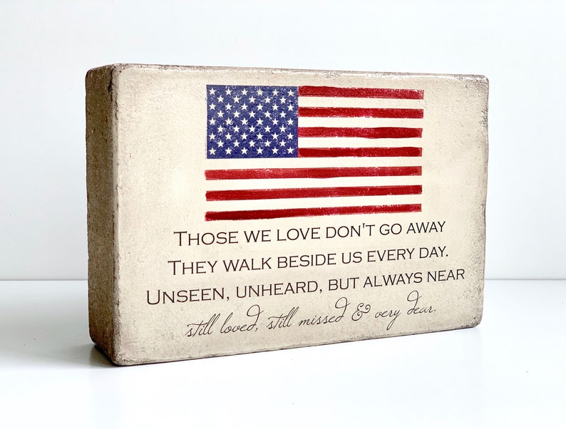 6x9 Flag Remembrance Stone for Indoor or Outdoor. Patriotic Garden Decor or Sympathy Gift. Gift for Veteran. Ready to Ship. Free US Shipping image 3