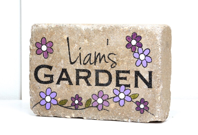 Custom Garden Stone. 6x9 Personalized Garden Stone. Rustic Concrete Paver. Name Garden Sign. Personalized Name Stone. Outdoor Decor. image 2