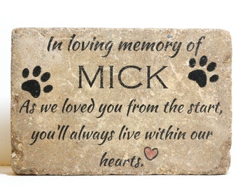 Pet Memorial Stone. 6x9 CUSTOM Burial Marker. Tumbled (Concrete) Paver Stone. Outdoor or Indoor Dog or Cat Memorial Stone. Pet Marker