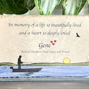 Fishing Memorial Stone. 6x9 Concrete PERSONALIZED Memorial Gift. Remembrance Stone. In loving memory gift. Custom fisherman memorial