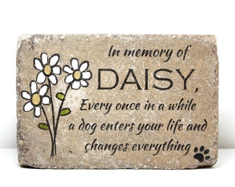 Pet Memorial Stone. 6x9 CUSTOM Burial Marker. Tumbled (Concrete) Paver Stone. Outdoor or Indoor Dog or Cat Memorial Stone. Pet Marker