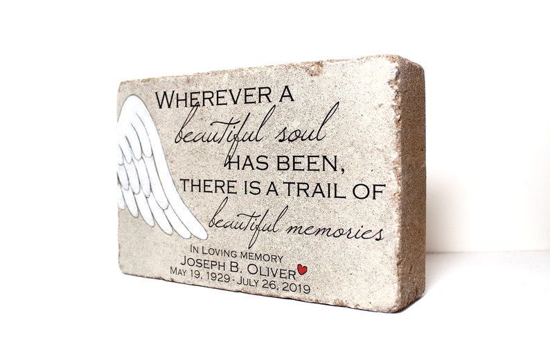 Memorial Stone. PERSONALIZED Memorial Gift. 6x9 Tumbled Concrete Paver. Remembrance Stone. Indoor/ Outdoor. Custom Sympathy Gift image 2