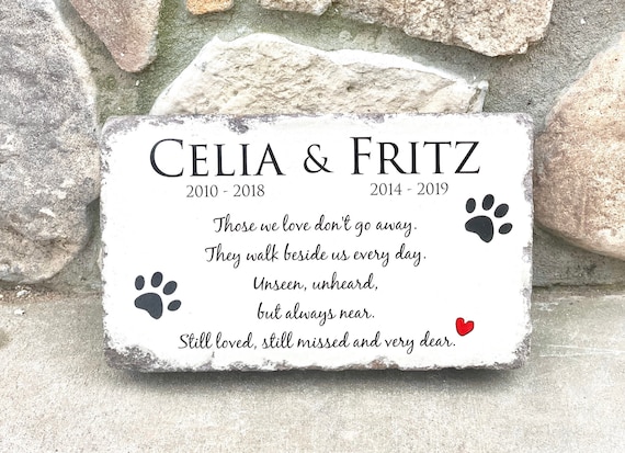 6x9 or 9x12 Concrete Pet Memorial Stone for Single or Multiple Pets. Personalized with Name and Dates. Indoor or Outdoor Use.