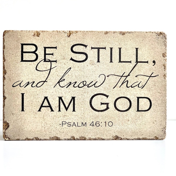 Rustic Decor.  Indoor or Outdoor.  9x6 Tumbled Concrete Paver. PSALM 46:10  Be Still and know that I am God. Garden Decor. Bookend.