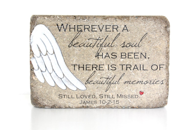 Memorial Stone. PERSONALIZED Memorial Gift. 6x9 Tumbled Concrete Paver. Remembrance Stone. Indoor/ Outdoor. Custom Sympathy Gift image 3