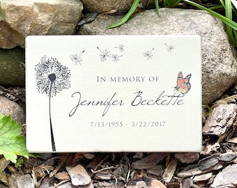 Personalized Concrete Memorial Stone: Remembrance Gift with Butterfly