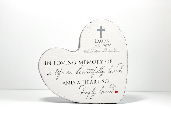 Heart Memorial Stone for Indoor or Outdoor Use. Concrete 7x8x1.5  Perfect for Funeral or Memorial Garden. FREE US SHIPPING