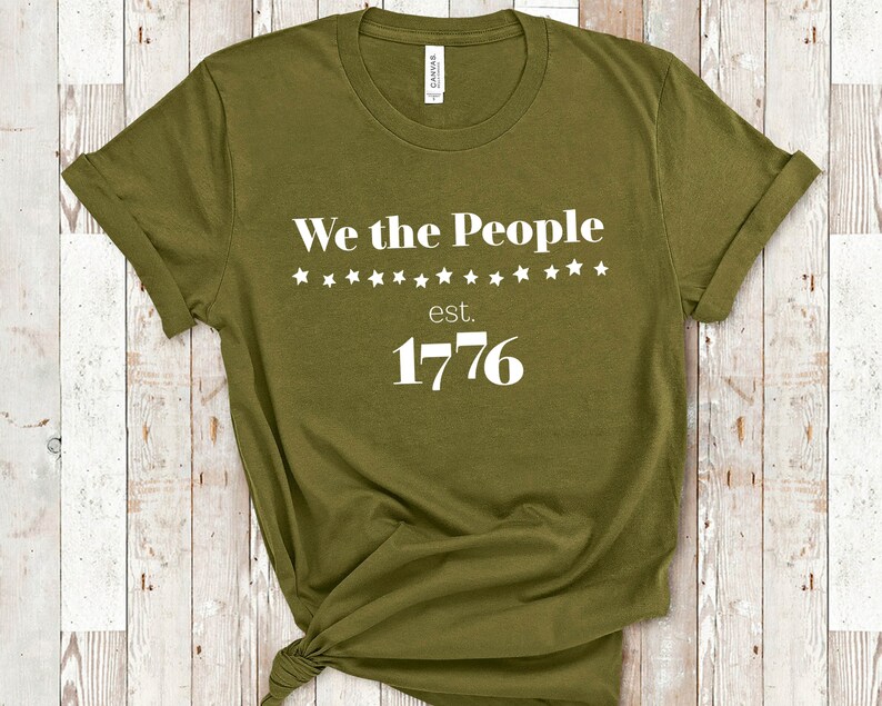 We the People established 1776 T-shirt Patriotic Labor Day Shirt Fourth of July 13 Stars USA Proud Veteran Independence Day Constitution Tee