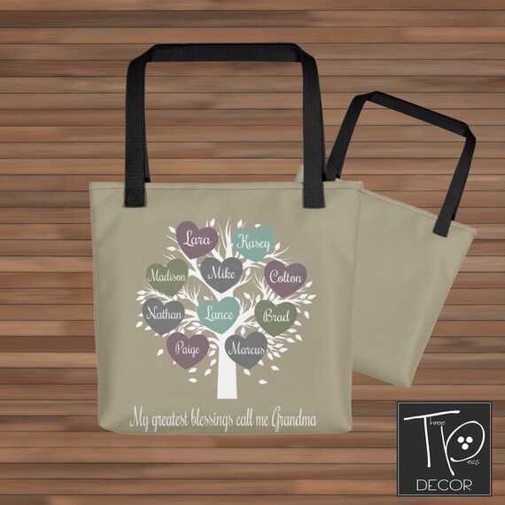 personalized grandma tote bag