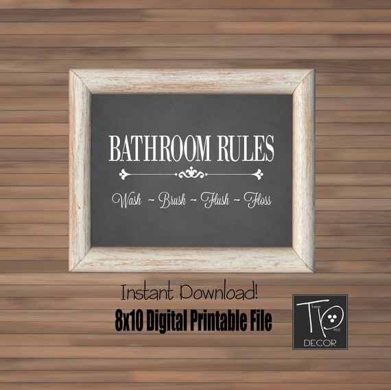 Items similar to Bathroom Chalkboard Print,Bathroom Wall Decor, Vintage