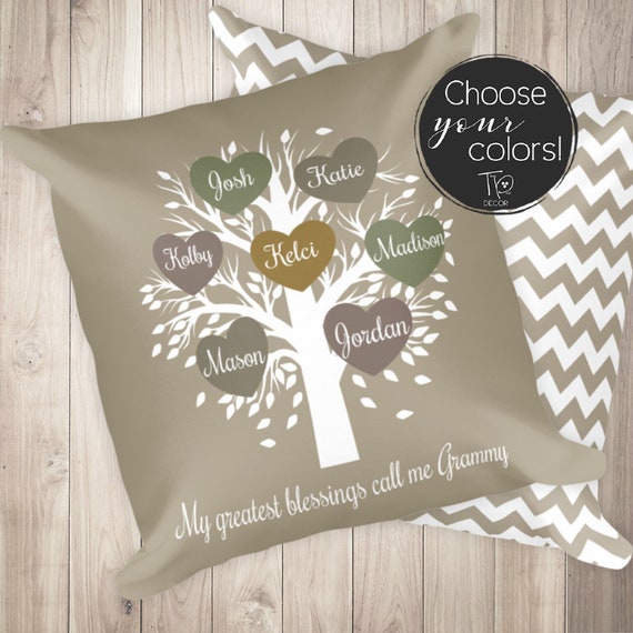 Family Tree personalized Pillow Birthday Gift for Grandma