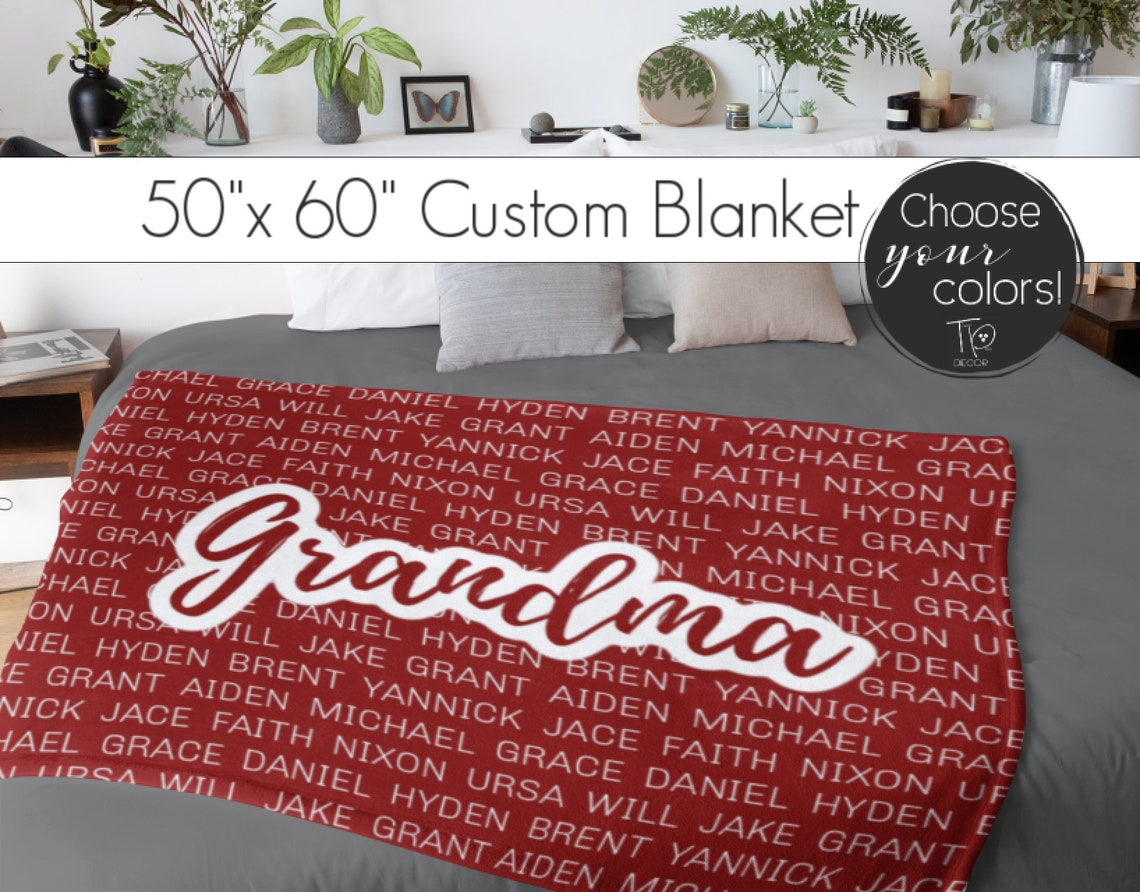 Grandma Blanket With Grandchildren Names Gift for Grandma Etsy