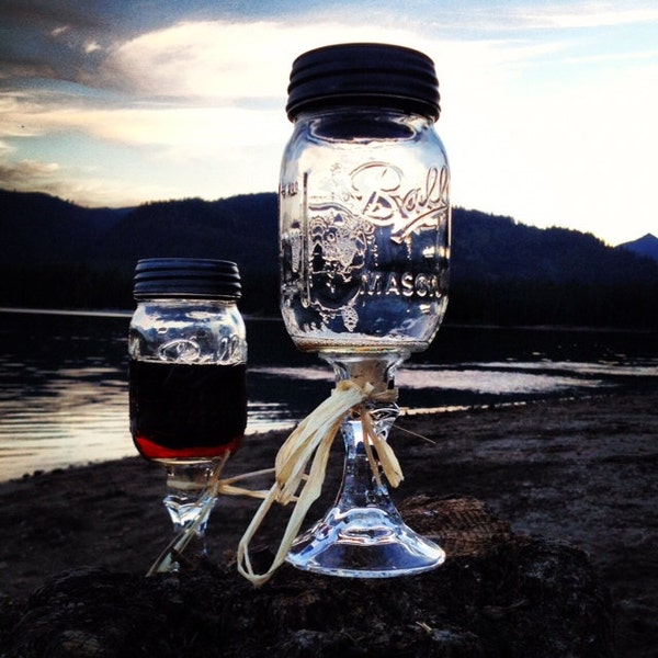 Ball Mason Jar Wine Glasses aka "Hillbilly Wineglasses" or "Redneck Wineglasss"