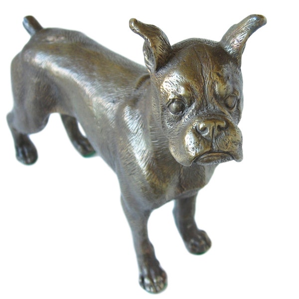 Boxer beeldje grote koperen hond standbeeld Boxer Hond Gift Boxer hond kunst-bokser Collectible Vintage hond standbeeld Brass hond beeldje hond Collectible