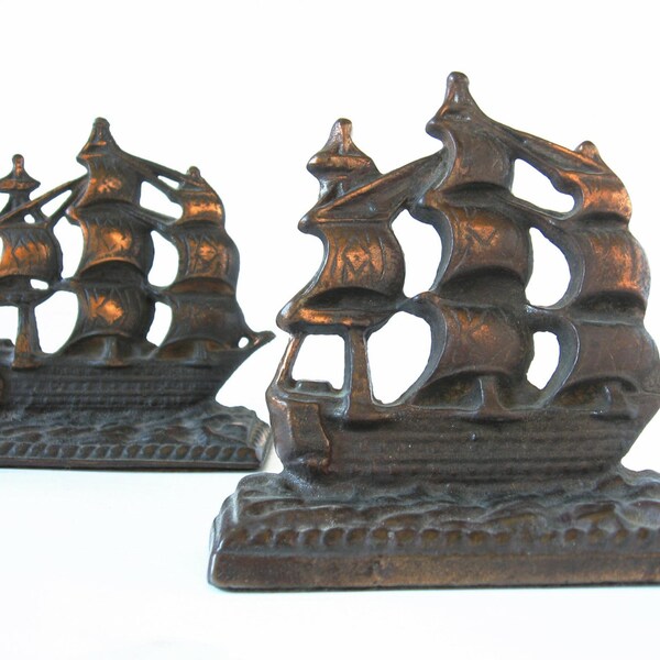 Sailing Ship Bookends Nautical Bookends Frigate USS CONSTITUTION Navy Decor Boat Bookends Wrought Iron Bookend Library Decor Nautical Decor