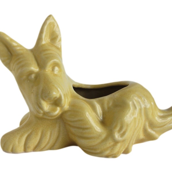 Vintage Scottie Dog Planter, Terrier Planter, Scottie Dog Figurine,Vintage Pottery, Schnauzer Planter, Scottish Terrier, Dog Pencil Holder