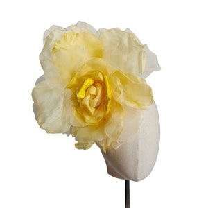 Extra Grande Amarelo 12&quot; Seda Organdi Veludo Rosa - Flor de Chapelaria para Chapéus e Fascinadores - casamentos -casa - Vestidos