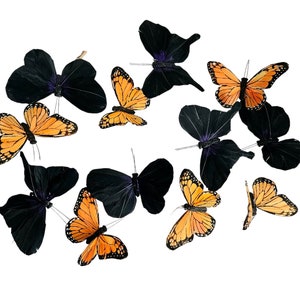 Halloween String Feather Butterflies Garland, Wall hanging butterfly decoration, String of Butterflies, home decoration, costume.