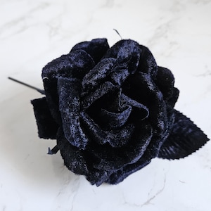 4&quot; Midnight blue Velvet Rose Millinery Flower for Hats, Fascinators, Gowns, Costumes