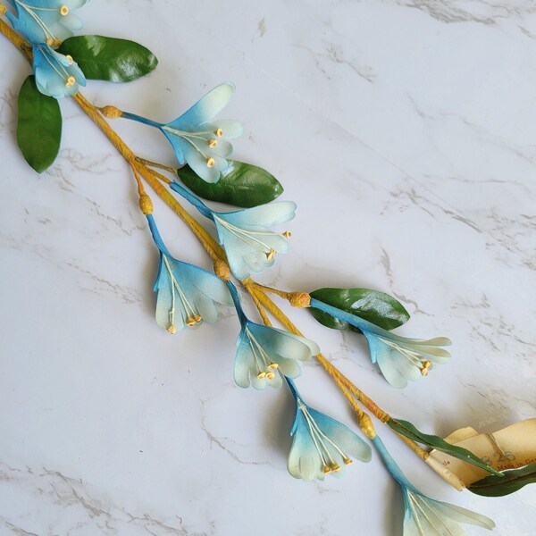 Vintage Honeysuckle Millinery Flower Spray Blue Shaded from Germany for Hats, Weddings, Wreaths, Floral Arrangements, Home décor