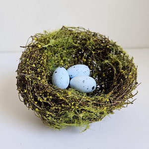 5&quot; Vine/moss artificial Nest with Eggs for crafts, home, garden, hats, Easter, floral arrangements, weddings ,Xmas