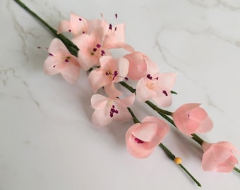 Vintage Peachy Pink Tiny Millinery Cherry Blossom Spray of Silk Flowers NOS for hats, corsages, dress flowers, hair clips, bouquet