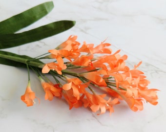 Vintage Orange Silk Lupine Blossom Spray Small Twig Branch NOS for Millinery, bridal, hats, dress pins, crafts , bouquets