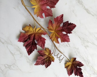 Vintage Burgundy/maroon/Yellow Maple leaves from Germany for millinery, floral arrangements, home décor, crafts