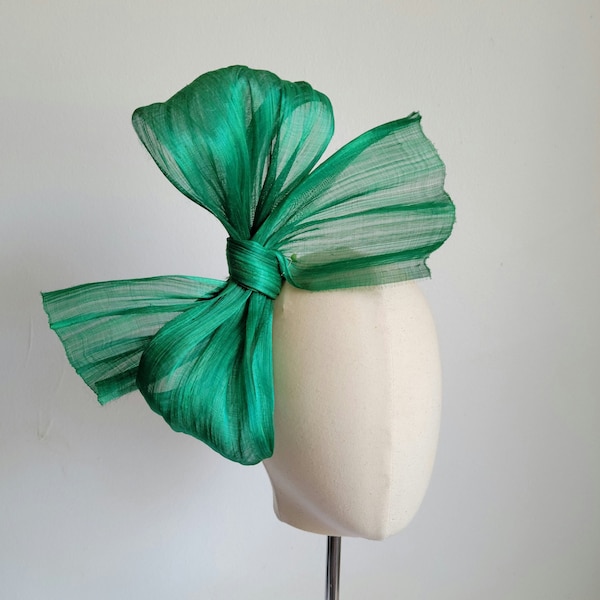 Emerald Green Silk Abaca Fabric for Hat Making & Millinery 1/2meter-20 inches.