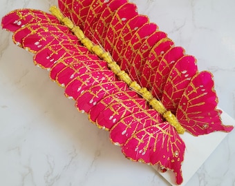 12 5" Red  glitter Swallowtail feather butterflies on wire for Xmas tree, floral accents, weddings, cake toppers, costumes, crafts.