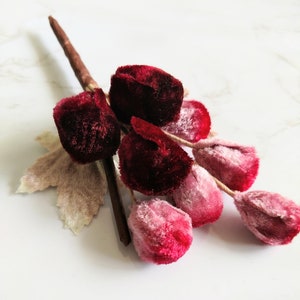 Vintage Mauve/Burgundy Ombre velvet grapes for Millinery Hats, Costumes, Wreaths, dress pins, home decoration, center piece