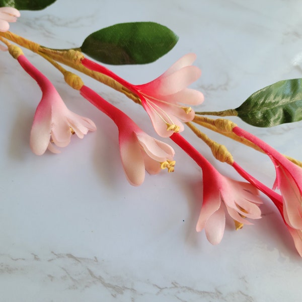 Vintage Honeysuckle Flower Spray Flamingo Pink/Hot Pink Shaded from Germany for Hats, Weddings, Wreaths, Floral Arrangements, Home décor