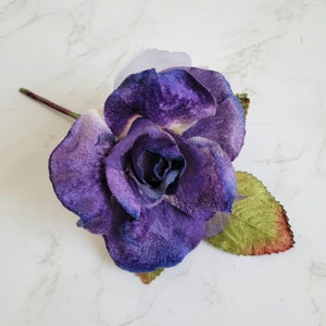 Pretty Velvet and organdy Silk Rose Purple for Millinery, weddings, floral arrangements, crafts