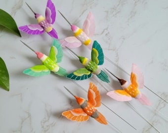 12 Small 3" Artificial Hummingbirds with feathers on wire for Crafts, Cake toppers, Hats, party favors, floral arrangements, Floral accents