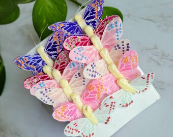 12 - 1.5" Assorted Feather Butterflies - Tiny Artificial  butterflies - scrapbooking- Cake Topper- floral accent- costumes- Weddings